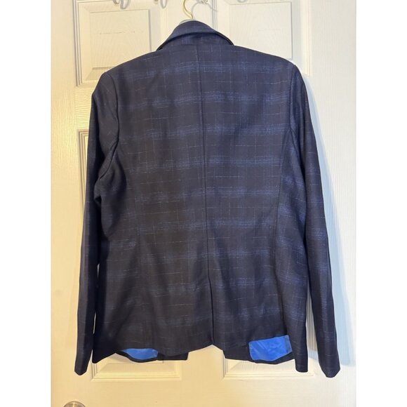 Blue Revival Medium M Ibiza Blue Beard Plaid Double Layer Veronica Blazer NEW - Picture 11 of 16